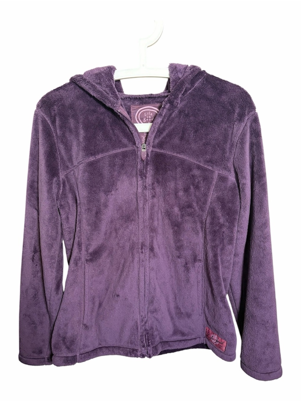 Life is Good Fleece Hooded Zip Jacket Purple